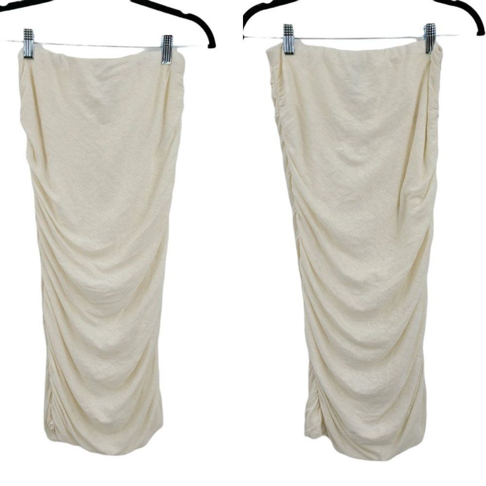 Joe's Jeans Dress Linen Island Beach Strapless Ruched Bodycon White Sz S